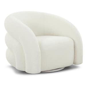 Volos Swivel Chair in Ivory White Bouclev