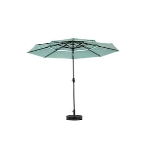 10 ft. Metal 3-Tier Auto-tilt Market Patio Umbrella in Light Green