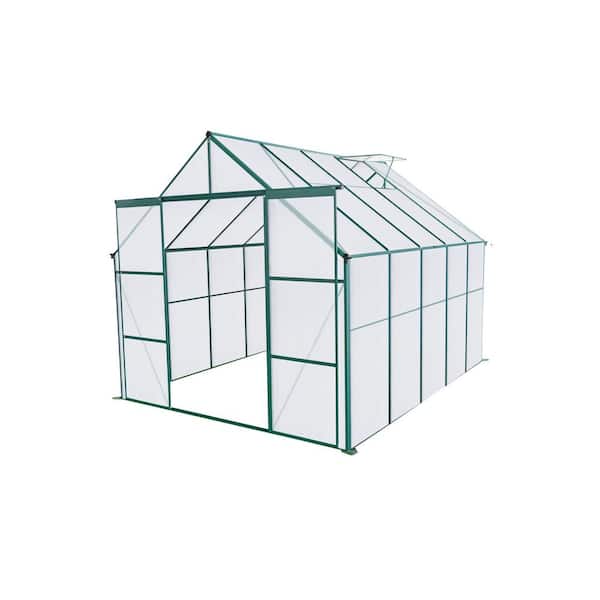 Unbranded 95 in. W x 121 in. D x 90 in. H Green Polycarbonate Walk-in Greenhouse Raised Base and Anchor Aluminum in All Season