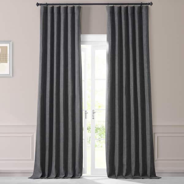 Room Darkening Drapes Gold on Flax Star Design Window Curtains Faux Linen 1 Pair 