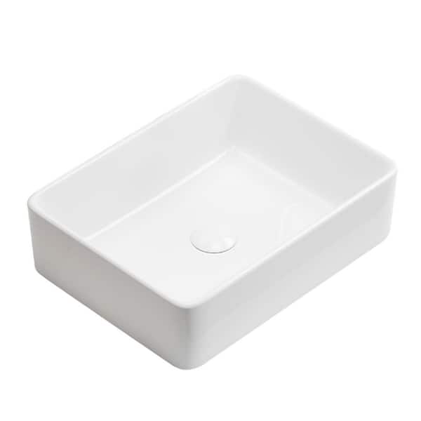 Avex Ceramic 18.9 in. Rectangular Bathroom Vessel Sink in White