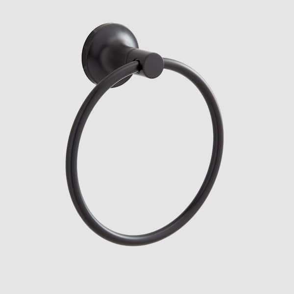 SIGNATURE HARDWARE Lentz 6-1/2 in . Wall Mounted Towel Ring in Matte Black
