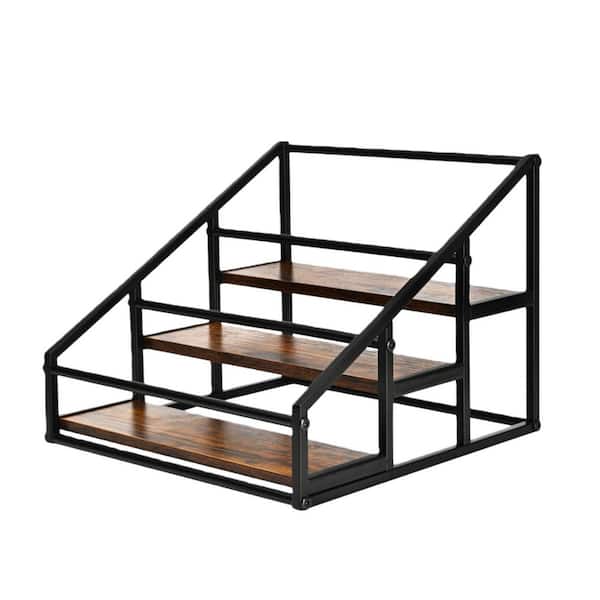 12-Bottle Black 12.5 in. W 3-Tier Tabletop Syrup and Wine Rack Storage, Coffee Syrup Bar and Kitchen Station Organizer