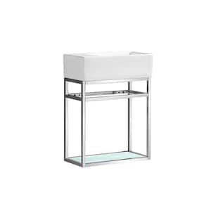 Pierre 18.9 in. W x 20 in. H Vanity in Chrome with Ceramic Vanity Top in White with White Basin