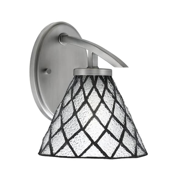 Unbranded Siena 1-Light Graphite Downlight Wall Sconce with Diamond Ice Art Glass Shade