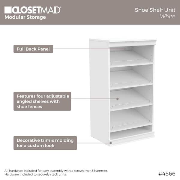 ClosetMaid 21.39 in. W White Modular Storage Stackable Wood Shoe