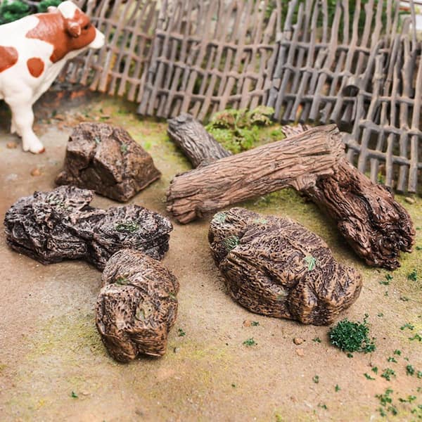 OGETFUUR 7 Pcs Diorama Supplies Fake Rock, Artificial Garden