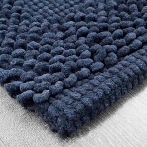 Sophie Border Dark Blue 20 in. x 32 in. Cotton Textured Bath Mat