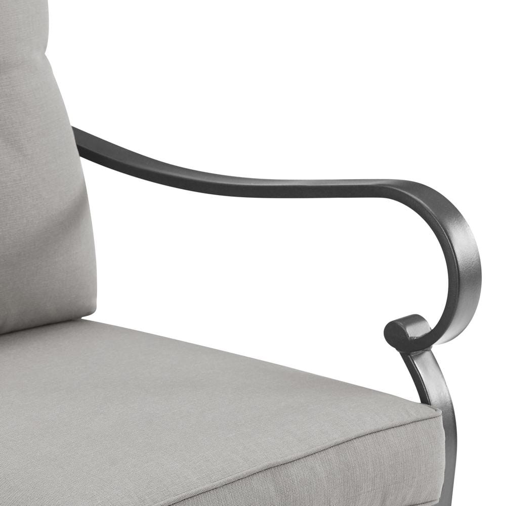 Dahlia 2-Piece Taupe and Matte Black Metal Armchair Set with Cushions