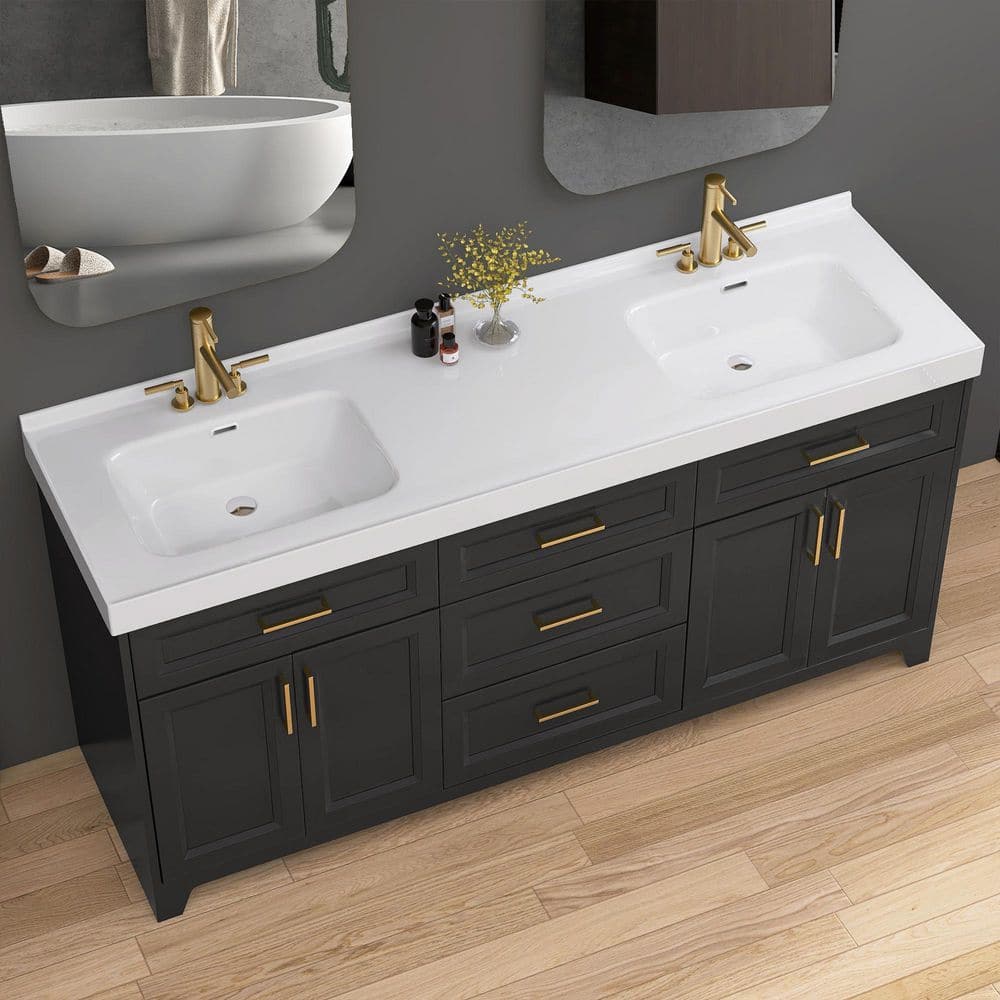 Zeafive Xoe 73 in. W x 22 in. D Solid Surface White Rectangular