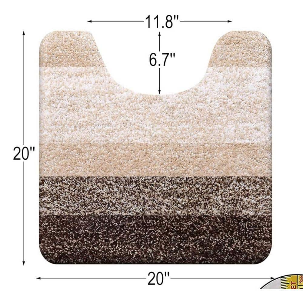 Aoibox 20 in. x 20 in. Black Stripe Microfiber Square Contour Bath Rugs