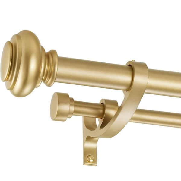 72 in. - 144 in. Adjustable 1 in. Warm Gold Double Curtain Rod with Aluminum Brackets, Heavy Duty Dual Rod