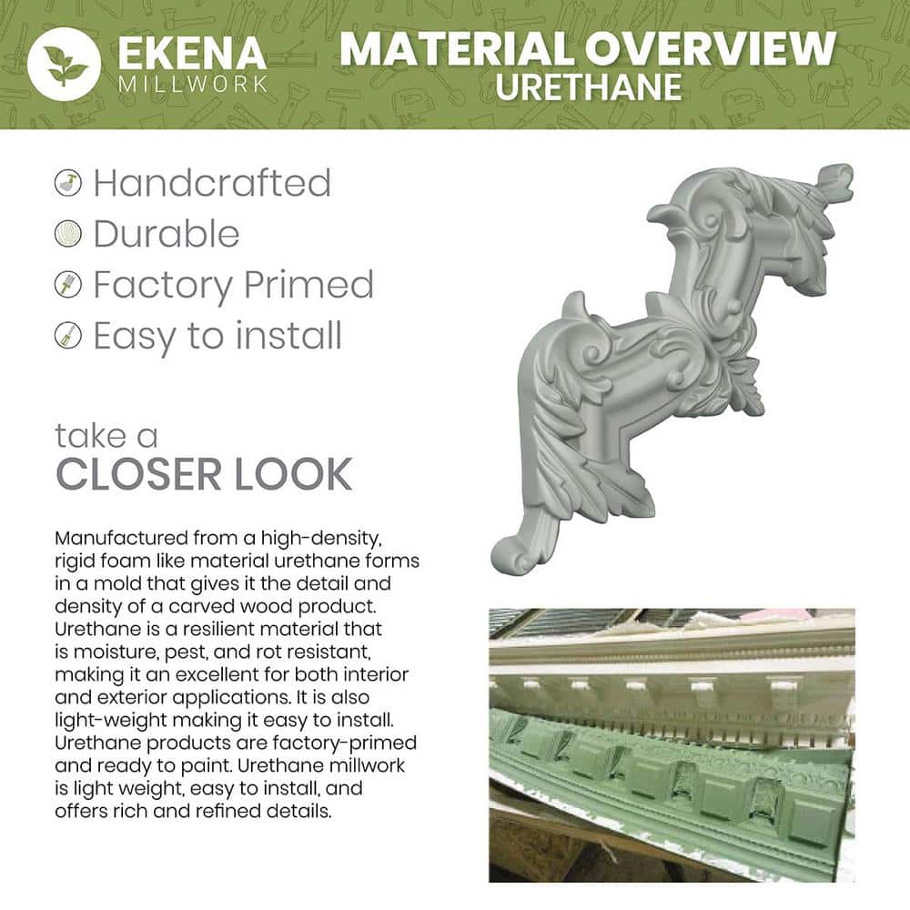Esenia Unfinished Polyurethane Crown Moulding, 47" Length