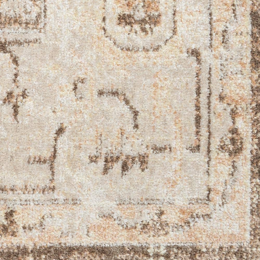Astra Beige Floral Synthetic Rectangular Washable Area Rug