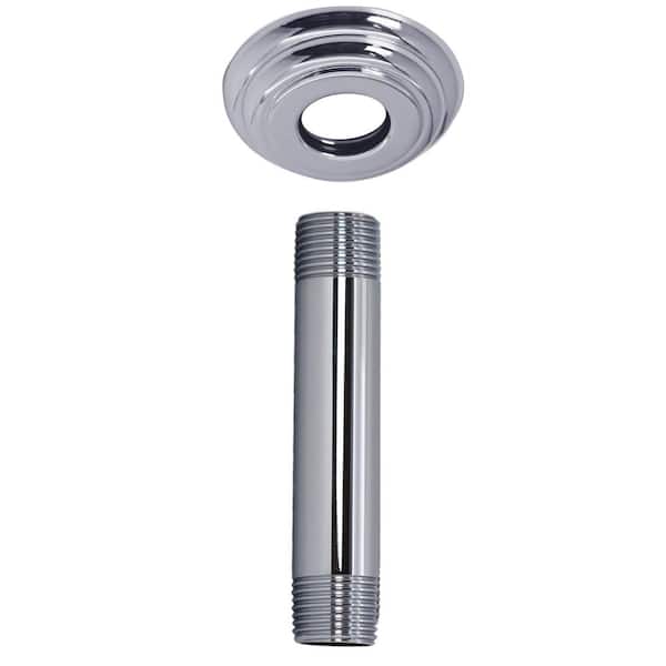 Westbrass 1/2 in. IPS x 4 in. Round Ceiling Mount Shower Arm with Flange, Polished Chrome