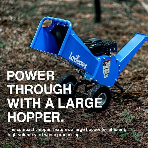Landworks 3 Inch Max Capacity 7 HP Gas Powered Wood Chipper