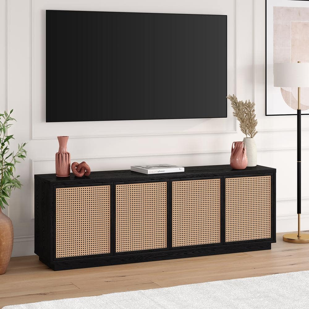 Meyer&Cross Pryce 70 in. Black Grain TV Stand Fits TV's up to 78 in.