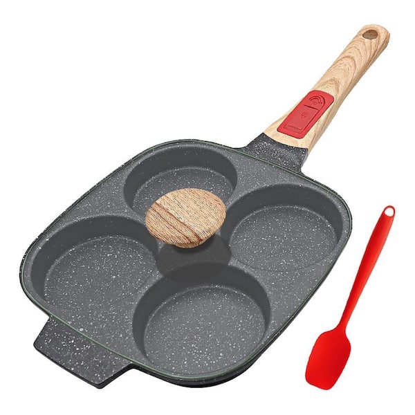 Nonstick 4-Egg Saute Pan 4-Cup Medical Stone Coating Induction Compatible Frying Pan with Lid for Kitchen