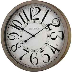 24 in. H x 24 in. W Large Round Wall Clock in Antique Gray