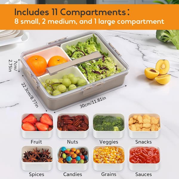 KHKFY Snackle Box 11-in-1 Divided Serving Tray with Stackable