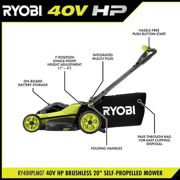 40V HP Brushless 20 in. Cordless Electric Battery Walk Behind Self-Propelled Lawn Mower (Tool Only)