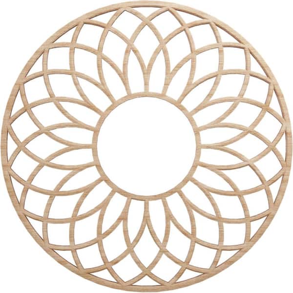 Ekena Millwork 16 in. x 16 in. x 1/4 in. Cannes Wood Fretwork Pierced Ceiling Medallion, Alder