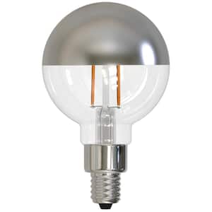 25-Watt Equivalent Dimmable Half Mirror G16 Vintage Edison LED Light Bulb with Candelabra (E12) Base, 2700K, (4-Pack)