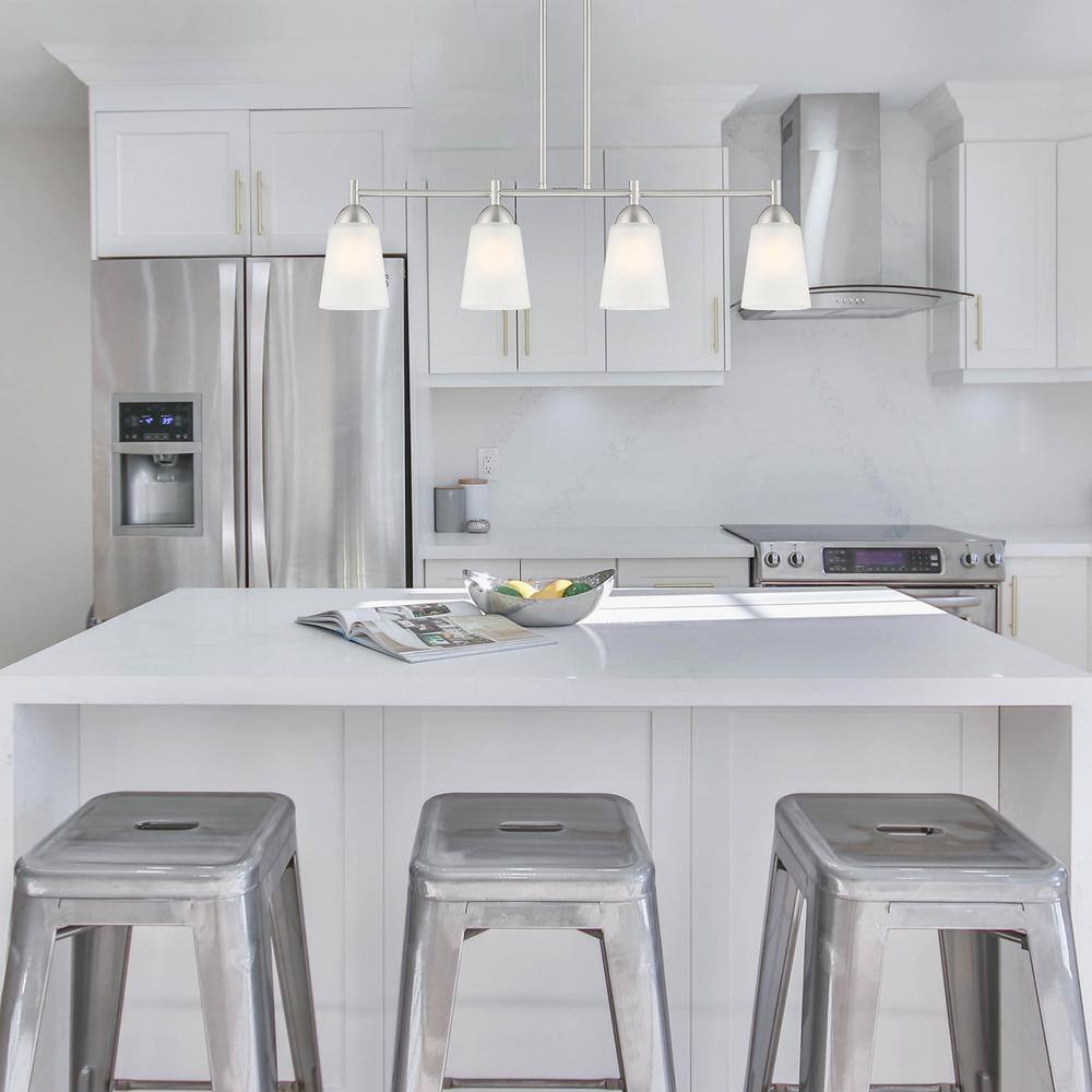 Malone Transitional Brushed Nickel 4-Light Island Pendant