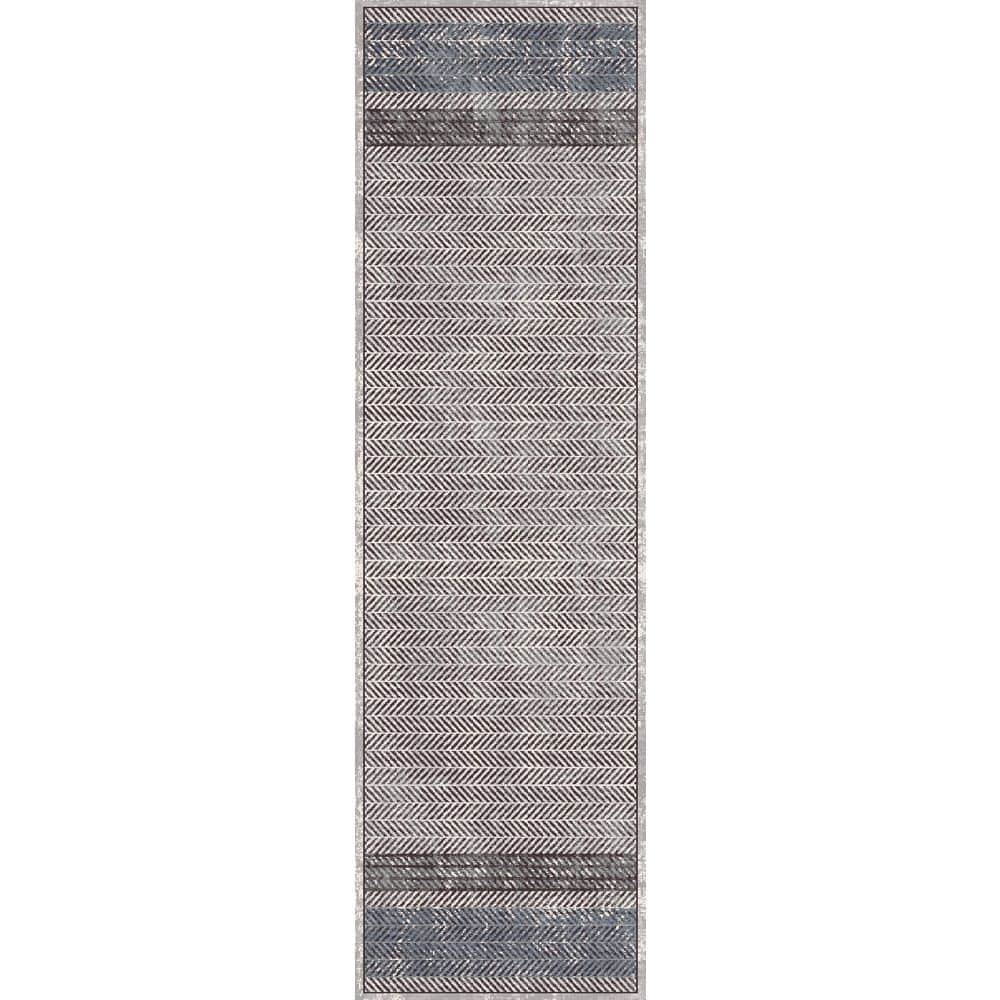 Harlow Grey/Blue 2 ft. 2 in. X 7 ft. 7 in. Chevron Indoor Area Rug price history on PriceWatchPro