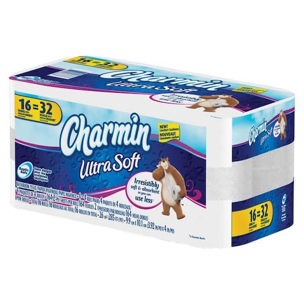 Charmin 4.25 in. x 4 in. Ultra Soft Bath Tissue 2 Ply (164 Sheets per Roll 16 Roll)