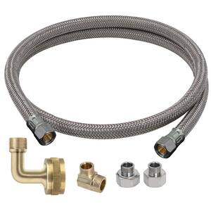 Dishwasher Kit: 3/8 in. Compression x 3/8 in. Compression x 48 in. Braided Polymer Connector with 3 Appliance Adaptors