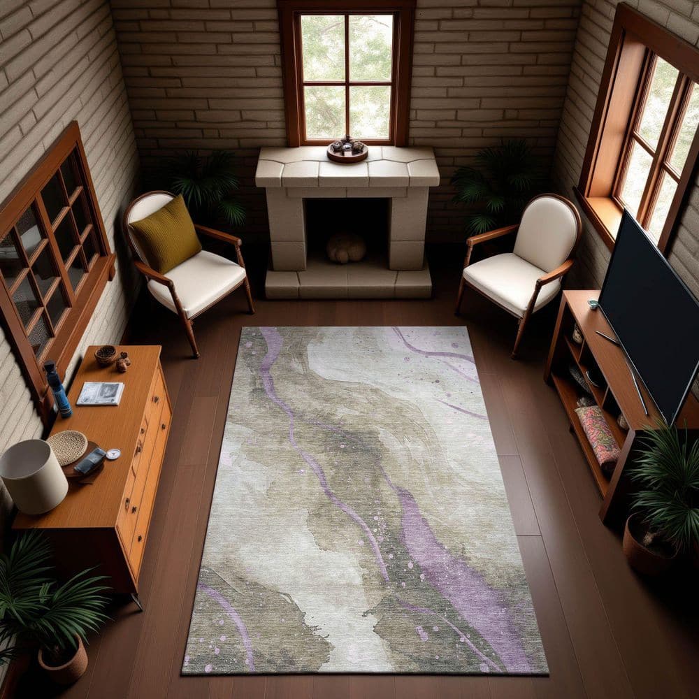 Mayfield Premium Machine Washable Abstract AMF1529 Taupe 5 ft. x 7 ft. 6 in. Area Rug price history on PriceWatchPro