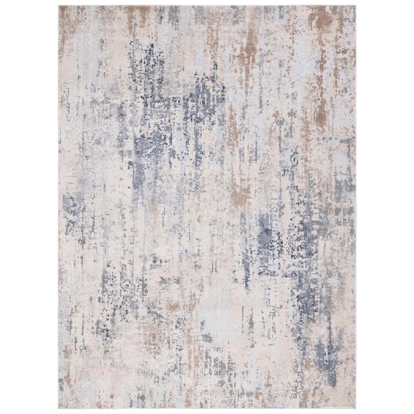 Reflection 7 ft. x 9 ft. Cream/Gray Abstract Distressed Area Rug