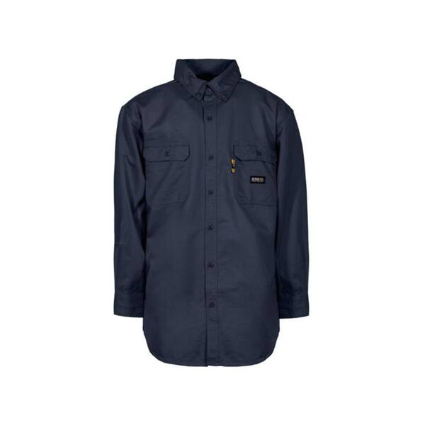 Berne Men's 5 XL Navy Cotton and Nylon FR Button Down Work Shirt