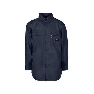 Men's 4 XL Navy Cotton and Nylon FR Button Down Work Shirt