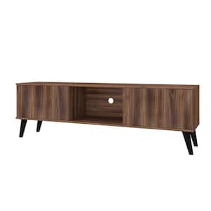 Saratoga 62 in. Nut Brown Particle Board TV Stand Fits TVs Up to 60 in. with Storage Doors