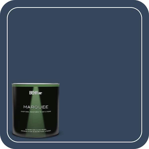 BEHR MARQUEE 1 qt. #MQ5-54 Compass Blue Semi-Gloss Enamel Exterior Paint & Primer