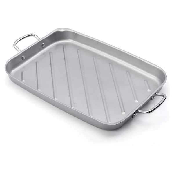Rectangular Nonstick Grill Pan 11 in. x 15 in. Stainless Steel Handles Easy Clean Outdoor BBQ Topper