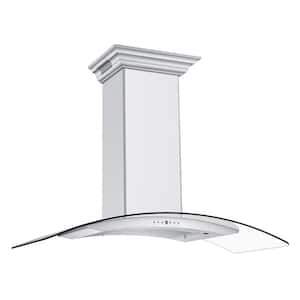 48 in. 400 CFM Ducted Vent Wall Mount Range Hood in Stainless Steel & Glass with Built-in CrownSound Bluetooth Speakers