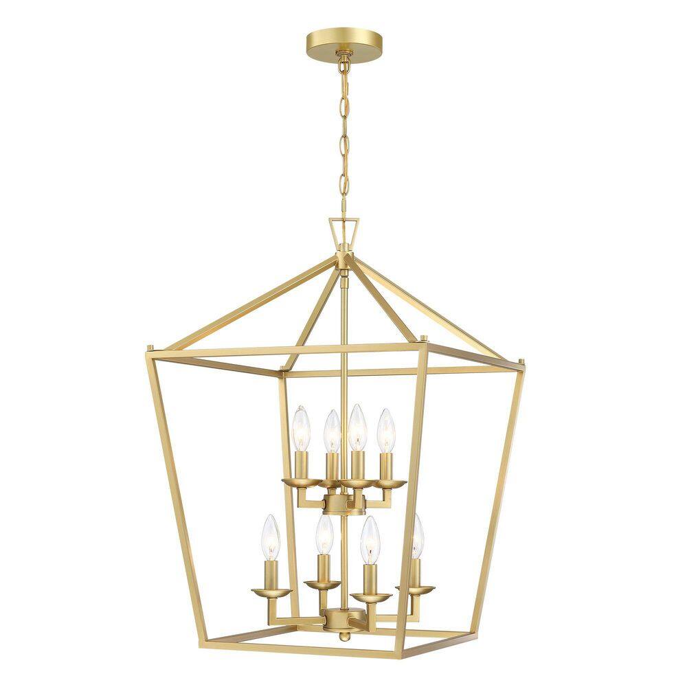 Hukoro Alfa 19 in. 8-Light Brushed Gold Finish Geometric Cage