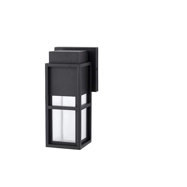 Home Decorators Collection Melrose 10.25 in. 1-Light Sand Black LED Outdoor Wall Mount Lantern