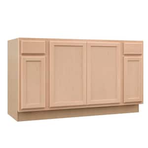 Recessed Panel 60 in. W x 24 in. D x 34.5 in. H Assembled Sink Base Kitchen Cabinet in Unfinished