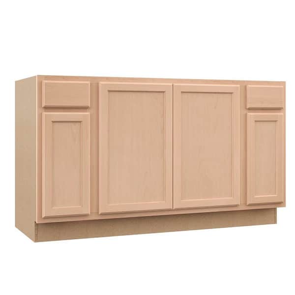 Recessed Panel 60 in. W x 24 in. D x 34.5 in. H Assembled Sink Base Kitchen Cabinet in Unfinished