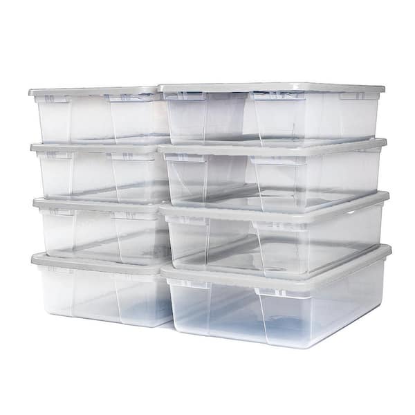 HOMZ 28 Qt. Under Bed Clear Storage Box (8-Pack) 3228CLWHEC.08 
