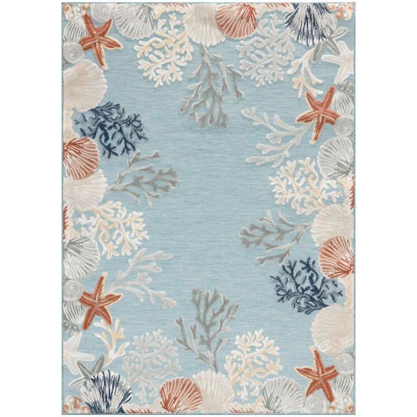 Suncoast Teal Multicolor 4 ft. x 6 ft. Graphic Contemporary Area Rug