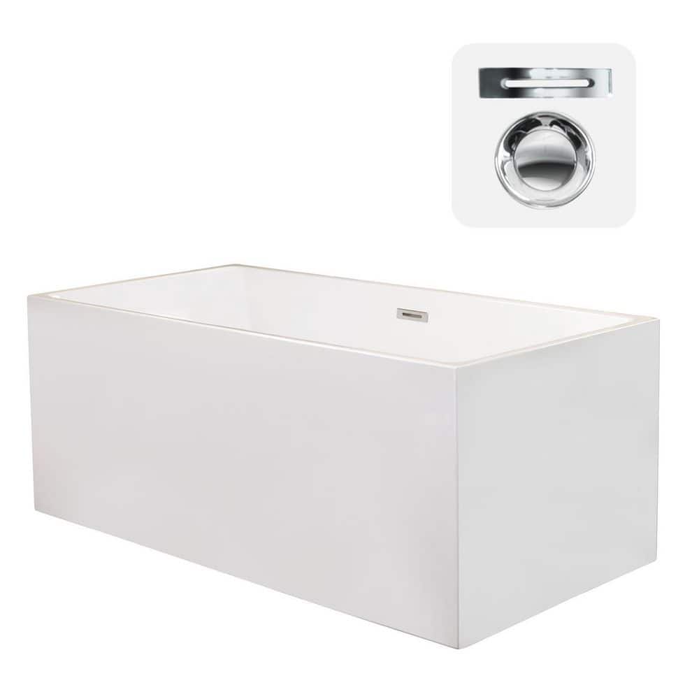 Persephone 59'' White Acrylic Freestanding Soaking Bathtub
