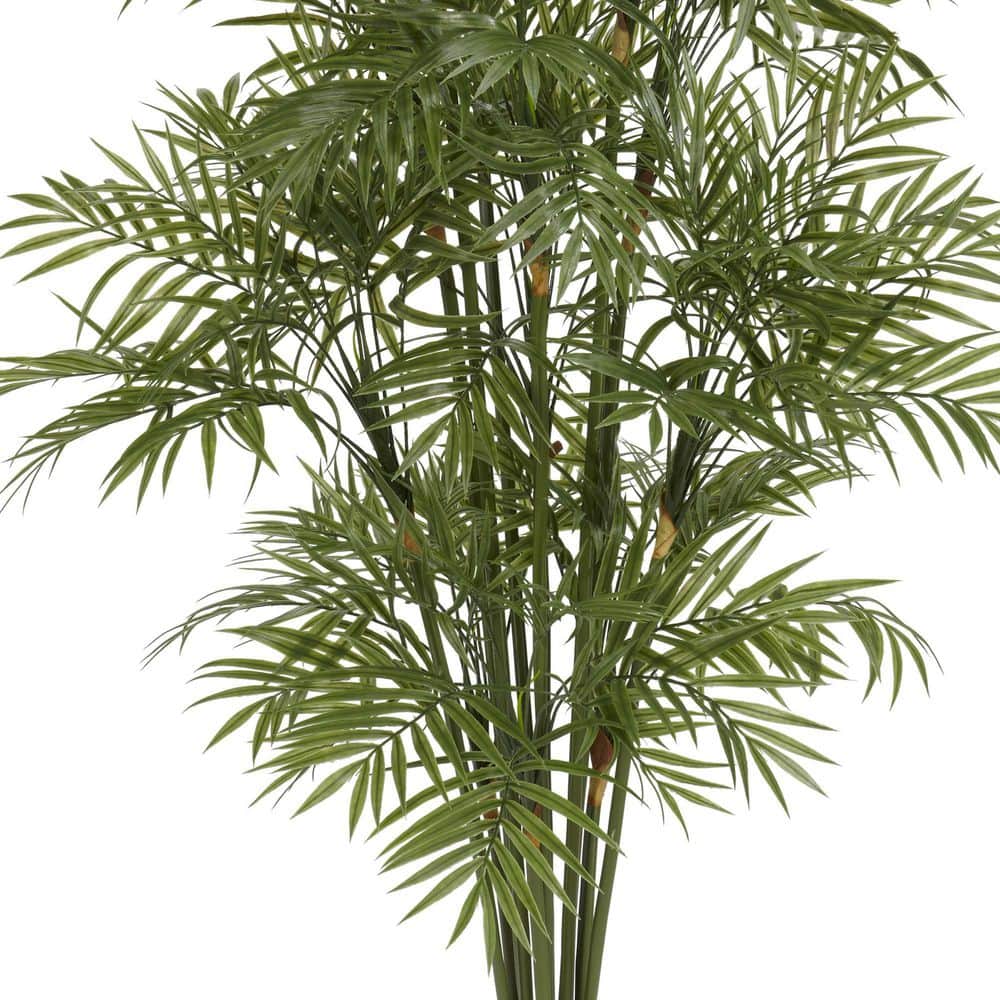 Nearly Natural 4 ft. Green Silk and Plastic Potted Palm Floor Plant