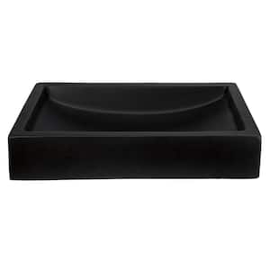 22 in. Shallow Wave Concrete Rectangular Vessel Sink in Charcoal