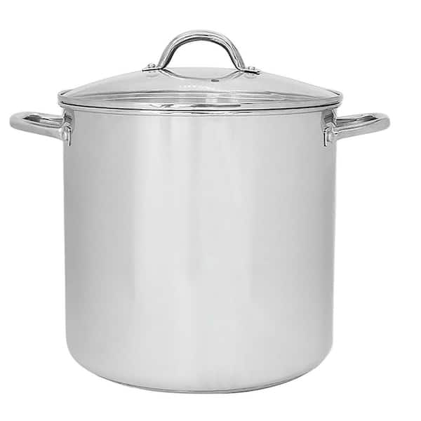 Large Stock Pot 24 qt. With Lid - Nickel Free Stainless Steel Cookware - Healthy Polished Stockpots - Induction Pot