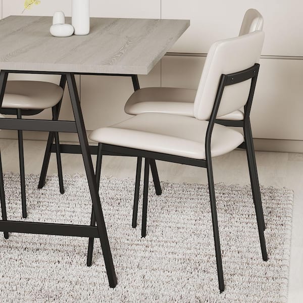 Amisco Sullivan Dining Chair Cream Faux Leather / Black Metal